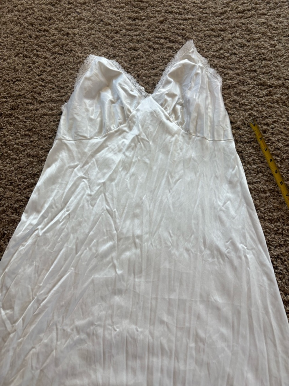 Sears White Satin Lace-Trim Chemise Slip